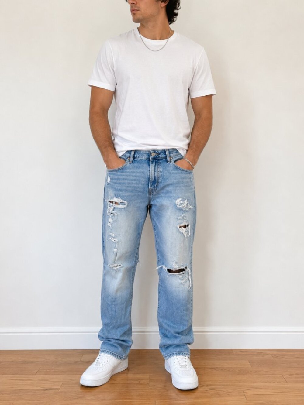 American Eagle AirFlex+ Distressed Ripped Jeans Men’s 33x32 Light Wash